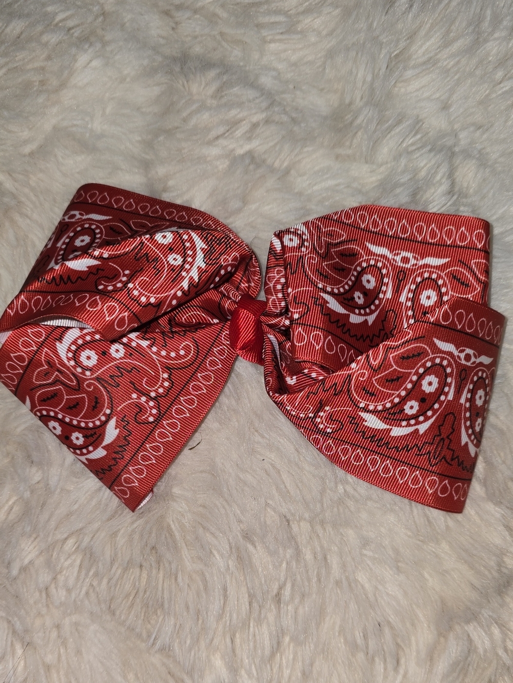 Red Bandana Hair Bow With Clip